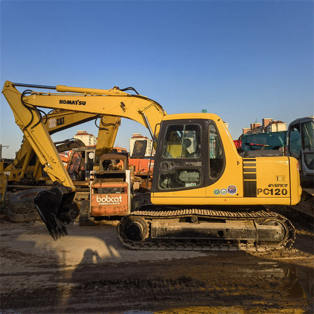 Excavateur d'occasion de 12 tonnes de haute qualité Japon Importé Komatsu Pc 120 Excavateur à rampe avec des heures de travail plus courtes